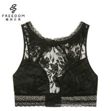 2017 Nouveau design dames sexy pure dentelle haut cou sans fil beautyful soutien-gorge retour conception plonger rembourré crop top soutien-gorge bralette